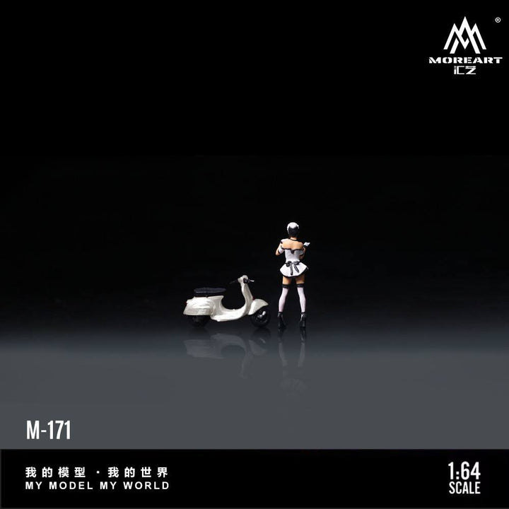 [Preorder] MoreArt 1:64 White scooter motorcycle maid doll MO222171