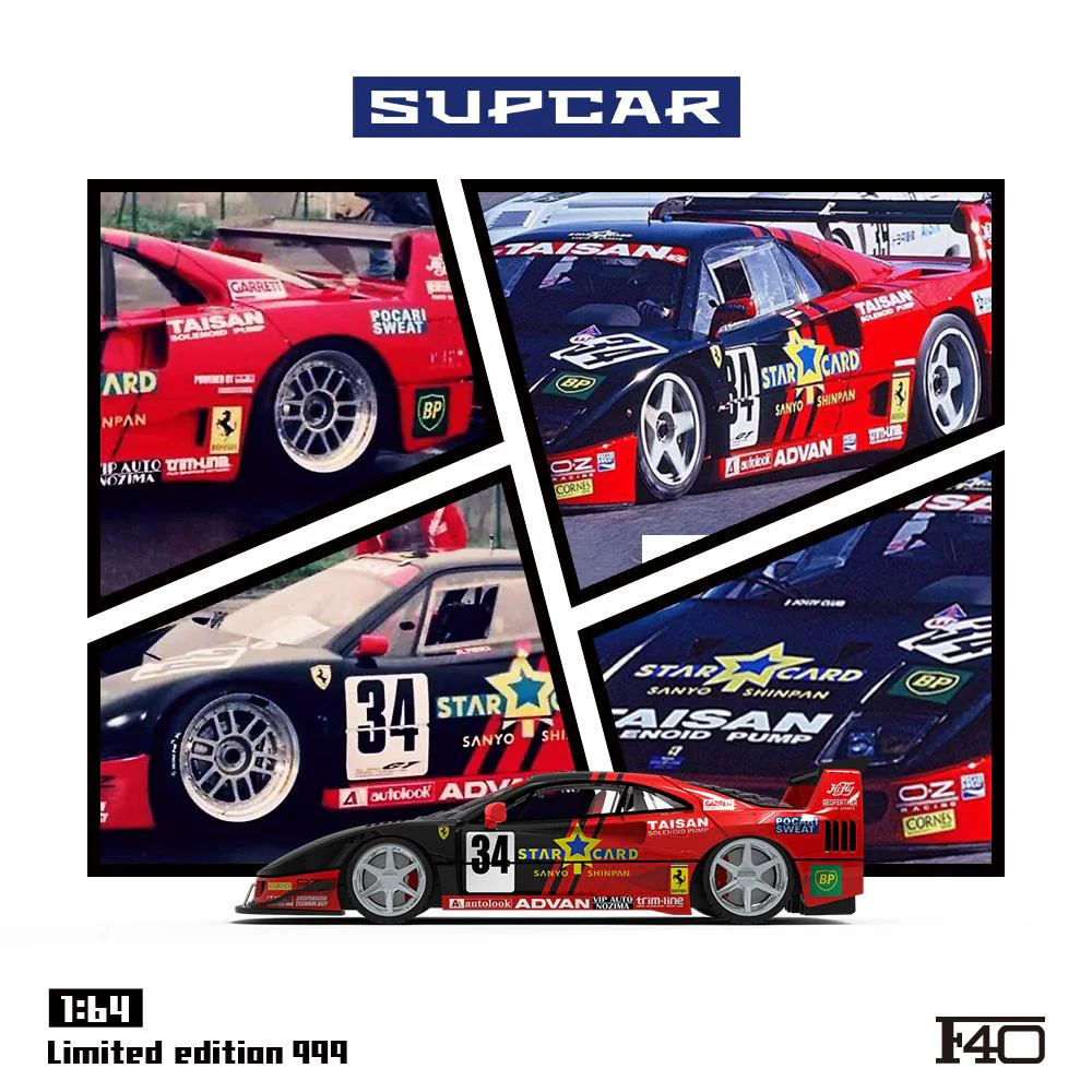 [Online Only] SUPCAR 1:64 Ferrari F40 Livery Black and Red SC64036