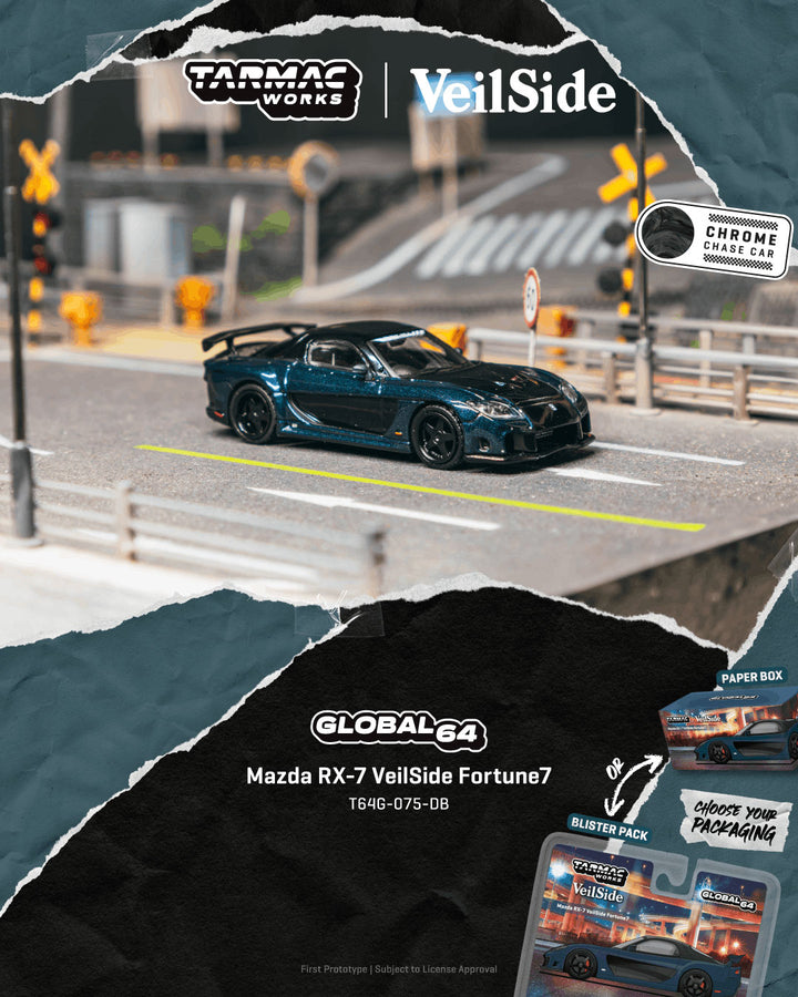 [Preorder] Tarmac Works 1:64 Mazda RX-7 VeilSide Fortune7 Dark Blue / Black T64G-075-DB