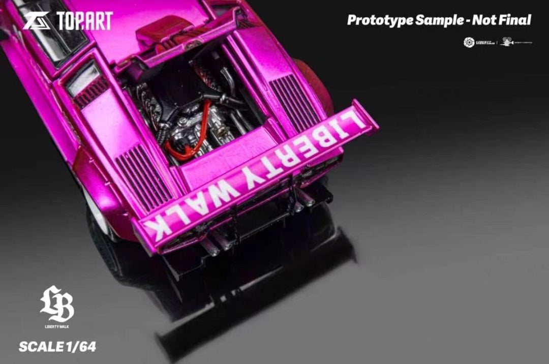 TOPART 1:64 Lamborghini Countach LBWK Flash Pink White 