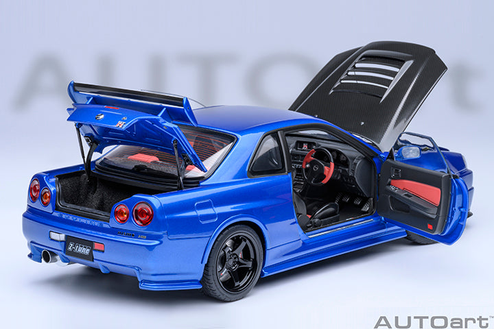 [Preorder] AUTOart 1:18 Nismo R-34 GTR Z-Tune in Bayside Blue with Carbon Bonnet