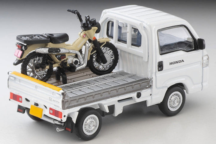 [Preorder] Tomytec TLVN 1:64 Honda Acty Truck Motorcycle Shop Specification (White) with Honda CT125 Hunter Cub