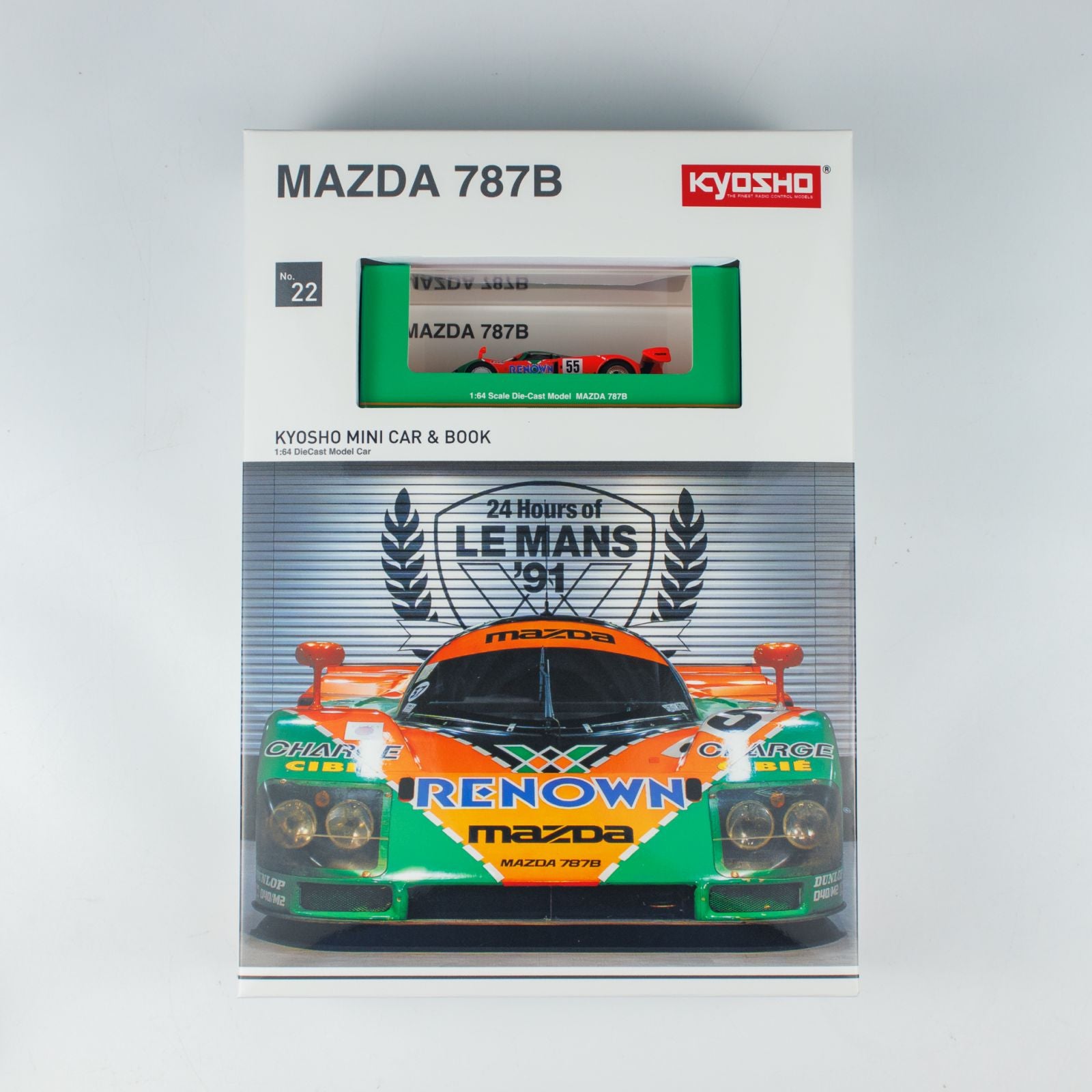 Kyosho 1:64 Mini Car & Book Mazda 787B (NO.55) K07033B1-CL