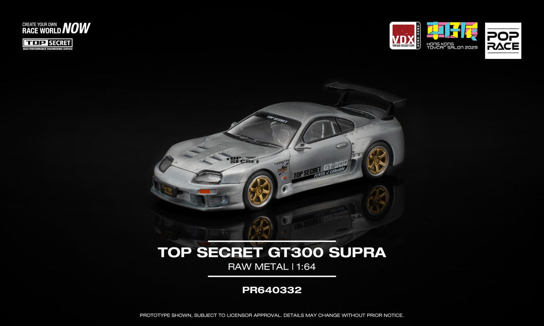 [Preorder] POPRACE 1:64 Toyota TOP SECRET GT300 SUPRA Raw Material HKTS x VDX 2025 Exclusive Event Model PR640332