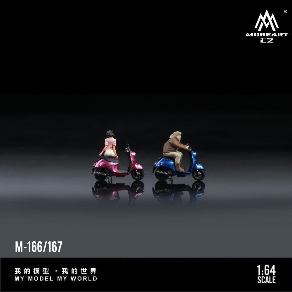 MoreArt 1:64 Deep Blue Retro Pedal Motorcycle Man MO222167