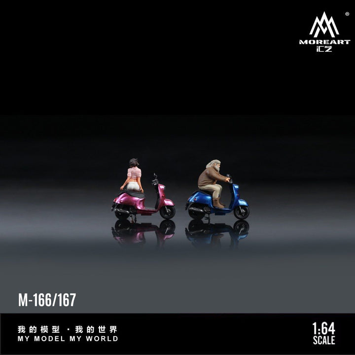 MoreArt 1:64 Deep Blue Retro Pedal Motorcycle Man MO222167