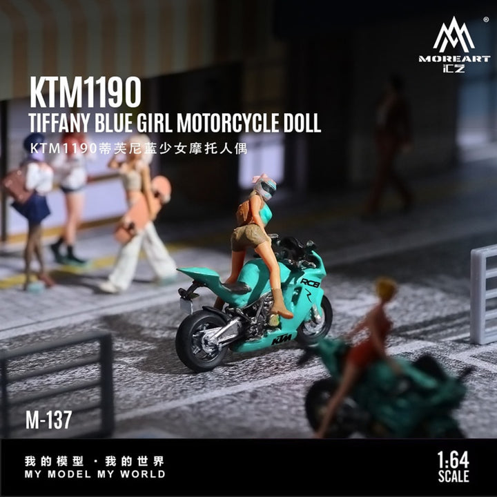 MoreArt 1:64 KTM1190 TIFFANY BLUE GIRL MOTORCYCLE DOLL MO222137