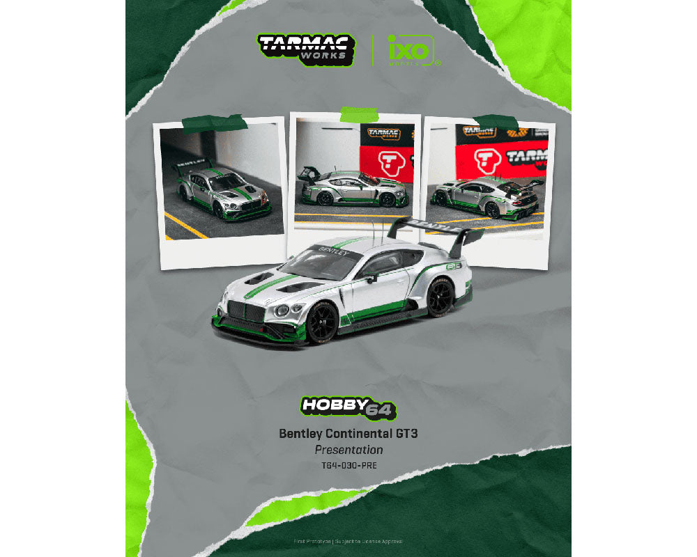 [Preorder] Tarmac Works 1:64 Bentley Continental GT3 Presentation – Silver – Hobby64 T64-030-PRE