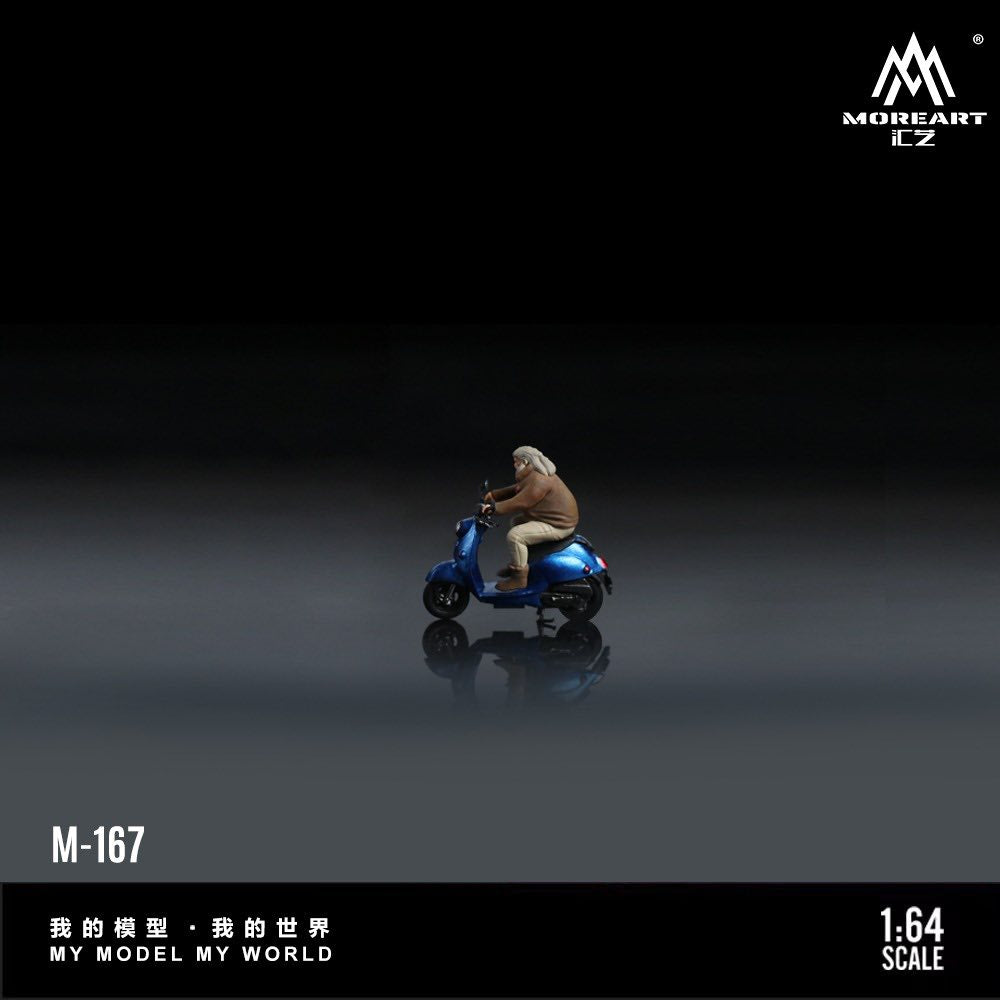 MoreArt 1:64 Deep Blue Retro Pedal Motorcycle Man MO222167