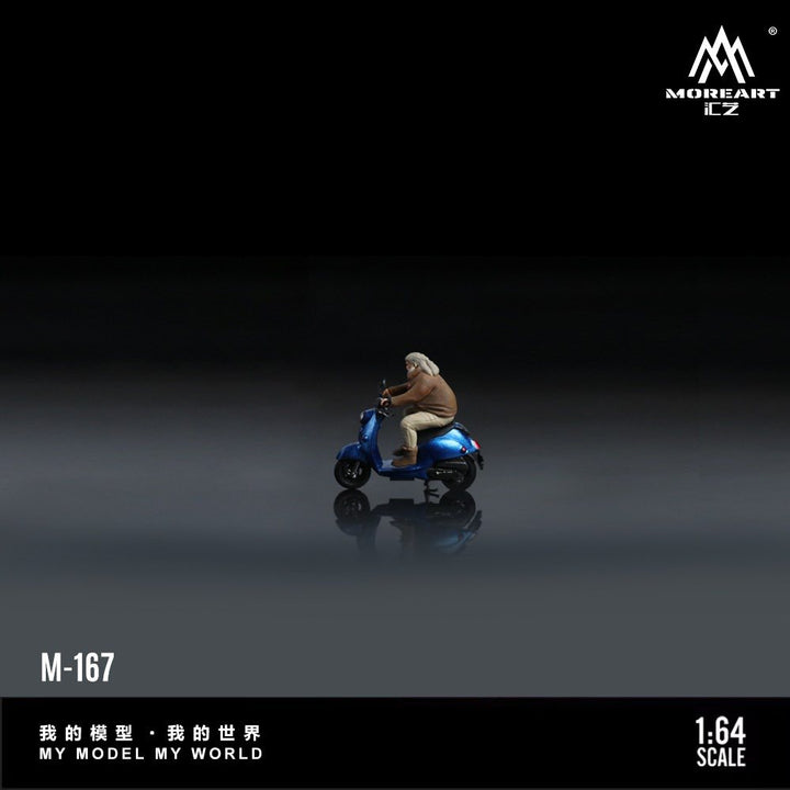 MoreArt 1:64 Deep Blue Retro Pedal Motorcycle Man MO222167