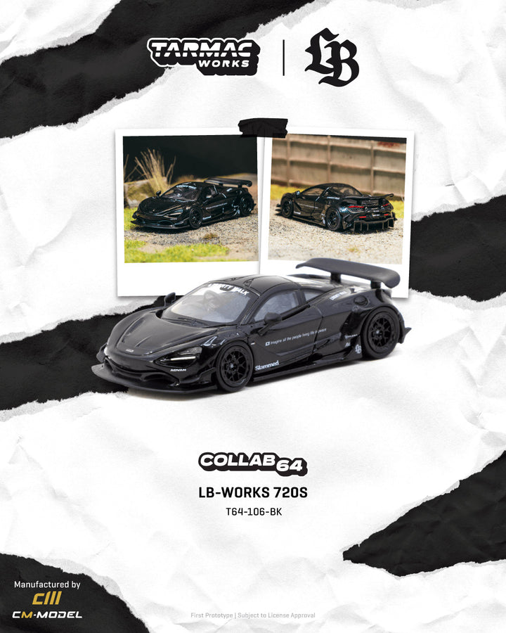 [Preorder] Tarmac Works 1:64 LB-WORKS McLaren 720S Black T64-106-BK