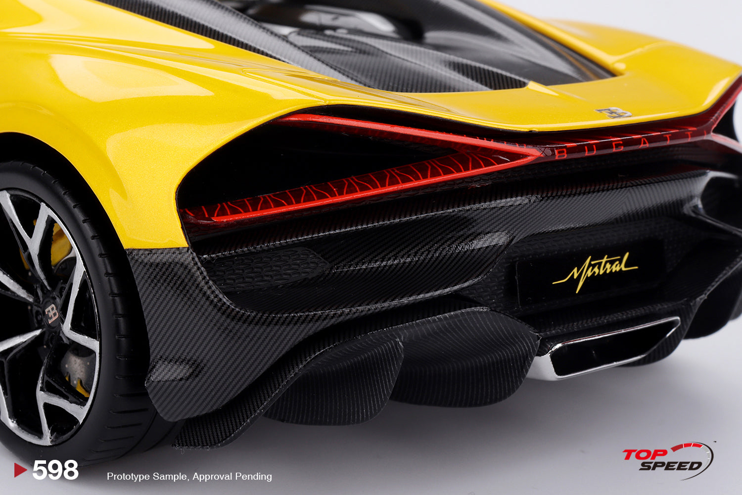 Topspeed 1:18 Bugatti W16 Mistral Yellow TS0598 – Horizon Diecast