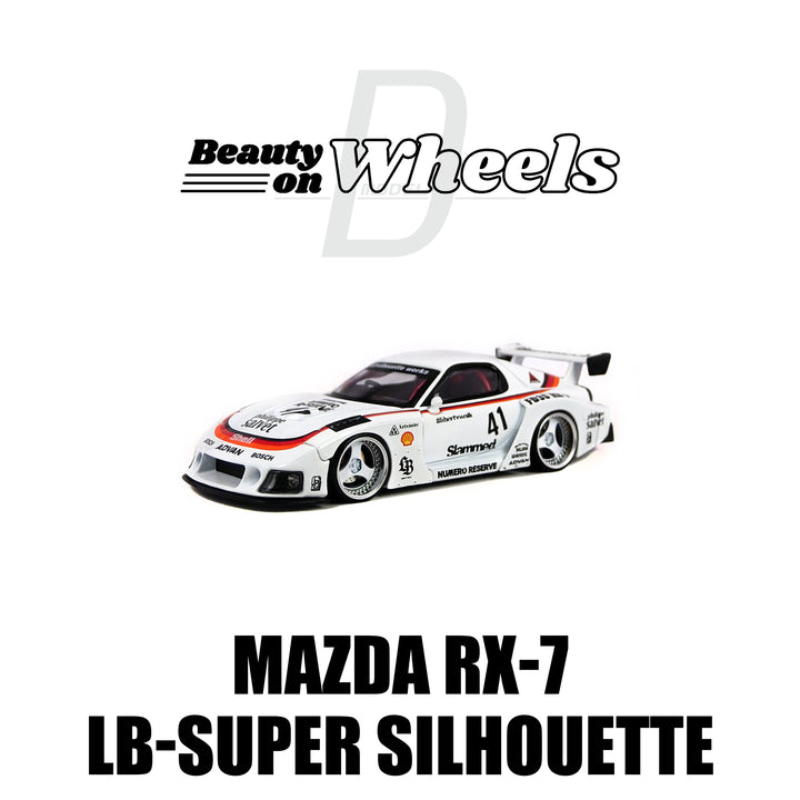 [Preorder] D MODEL BEAUTY ON WHEELS 1:64 MAZDA RX-7 LB-Super Silhouette White DBW058A
