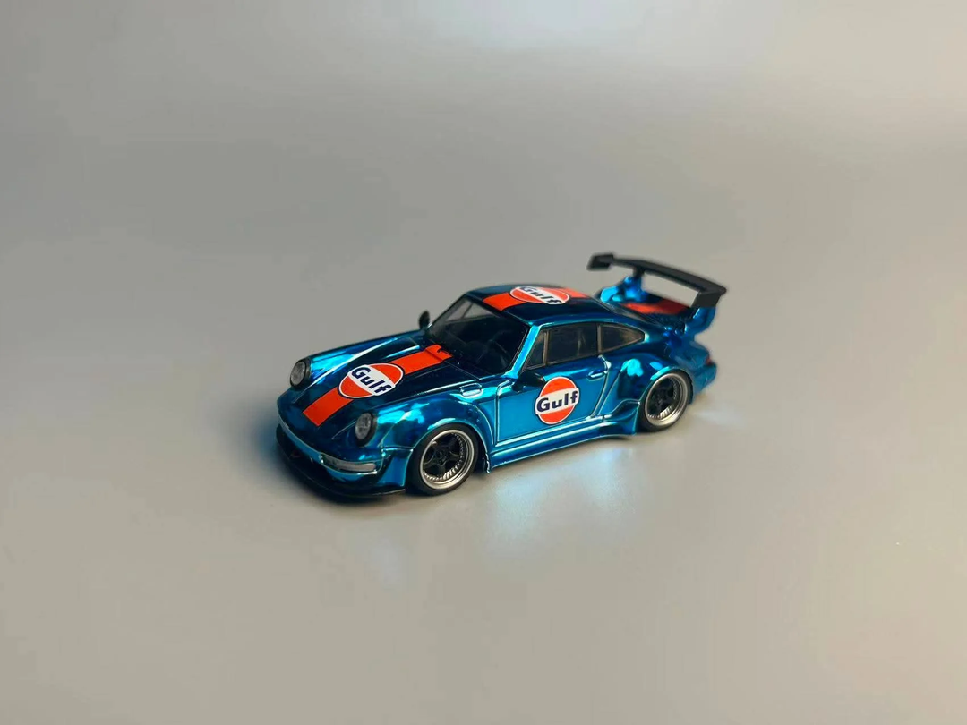 Flame 1:64 Porsche RWB 993 964 Gulf Chrome Blue (2 Versions)