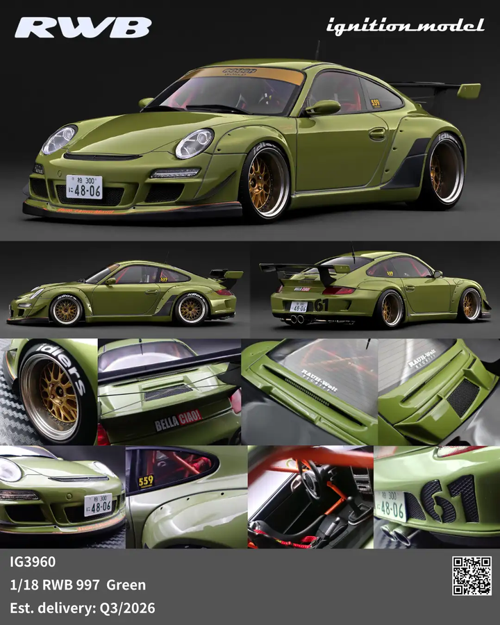 [Preorder] Ignition Model 1:18 Porsche RWB 997 Green  IG3960