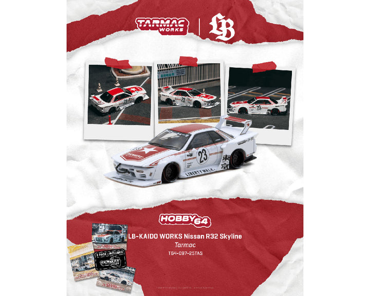 [Preorder] Tarmac Works 1:64 LB-KAIDO WORKS Nissan R32 Skyline Tarmac Model Car + Trading Cards Combo Set- Hobby64 T64-097-25TAS
