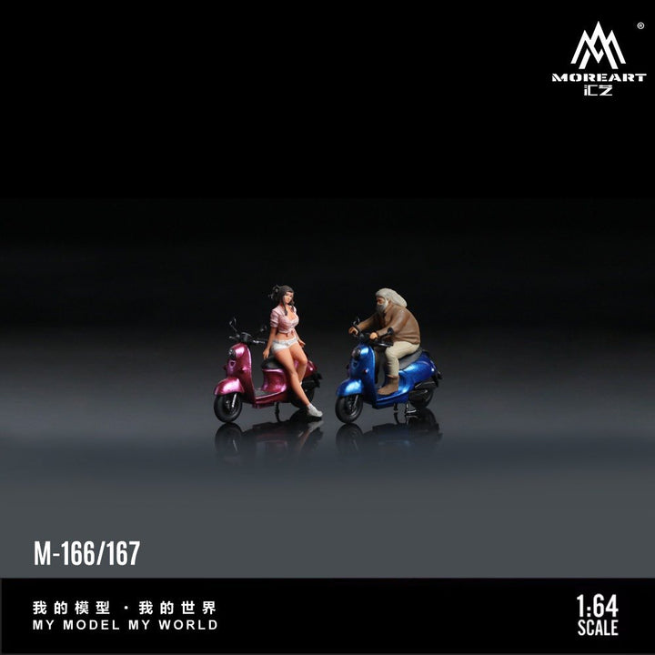 MoreArt 1:64 Deep Blue Retro Pedal Motorcycle Man MO222167