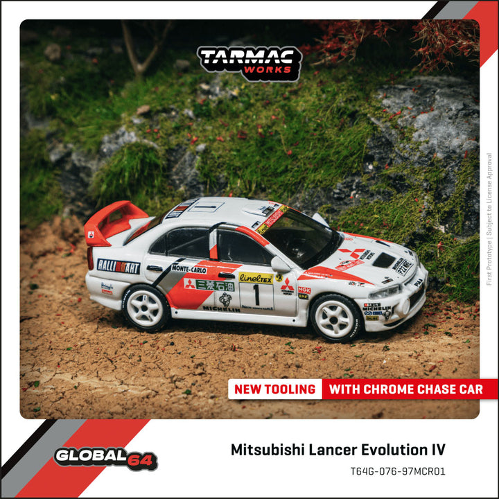 [Preorder] Tarmac Works 1:64 Mitsubishi Lancer Evolution IV Rallye Monte-Carlo 1997 T64G-076-97MCR01
