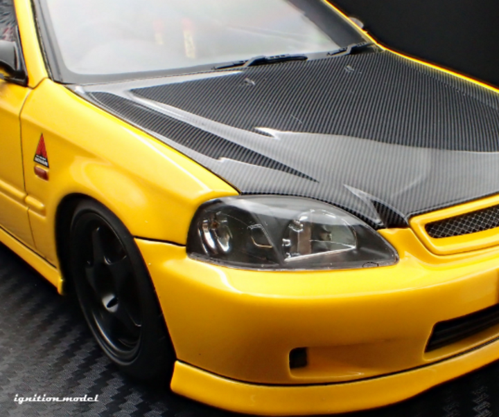Ignition Model 1:18 INITIAL D Honda CIVIC (EK9) Type R Yellow *carbon bonnet