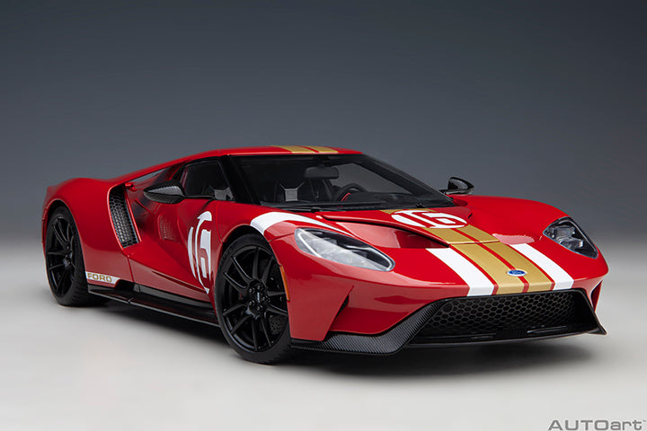 AUTOart 1:18 Ford GT Heritage Edition Alan Mann Red w/Gold Stripes