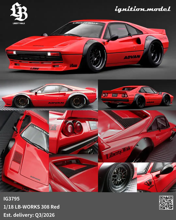 [Preorder] Ignition Model 1:18 LB-WORKS Ferrari 308 Red IG3795