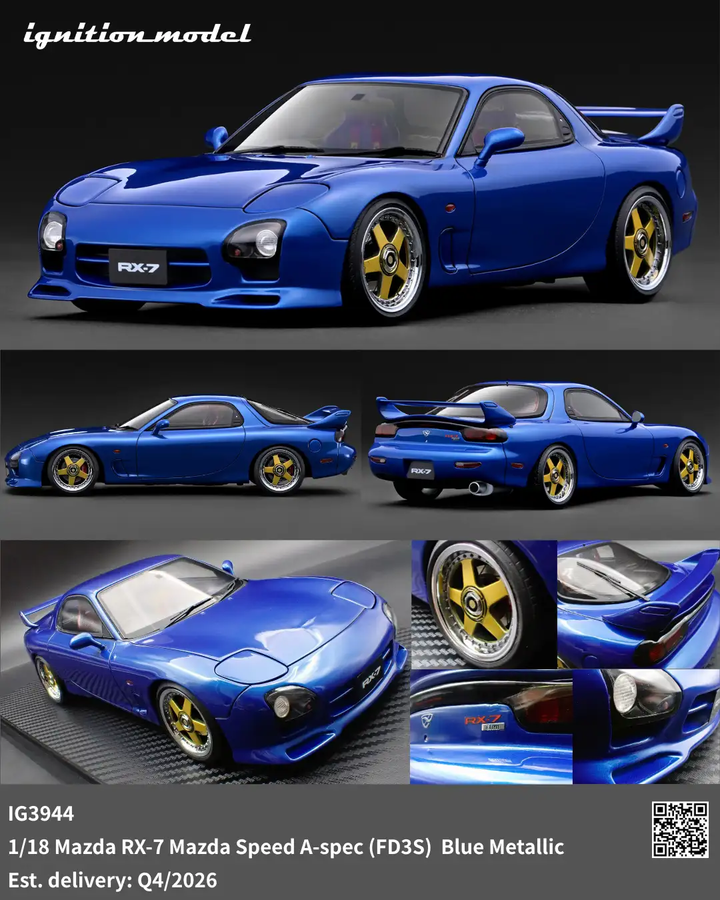 [Preorder] Ignition Model 1:18 Mazda RX-7 Mazda Speed A-spec (FD3S) Blue Metallic IG3944
