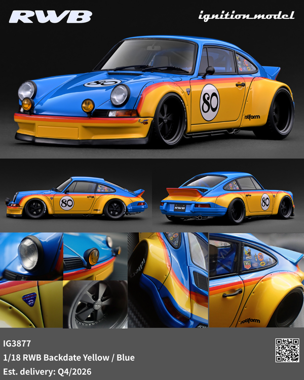 ミニカー ignition model RWB backdate Yellow 1/18 Preorder] Ignition Model 1:18 PORSCHE RWB Backdate Yellow / Blue