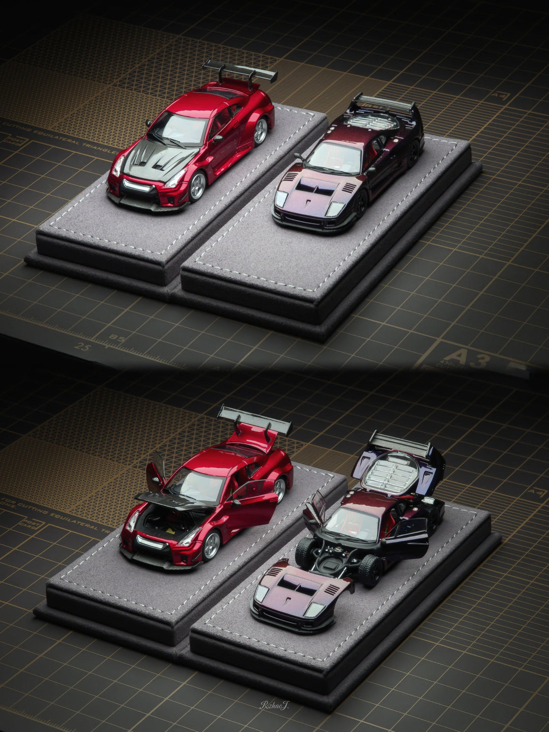 [Preorder] AOC 1:64 Ferrari F40 &amp; Nissan GTR R35 Full Open HEC exhibition (2 Versions)