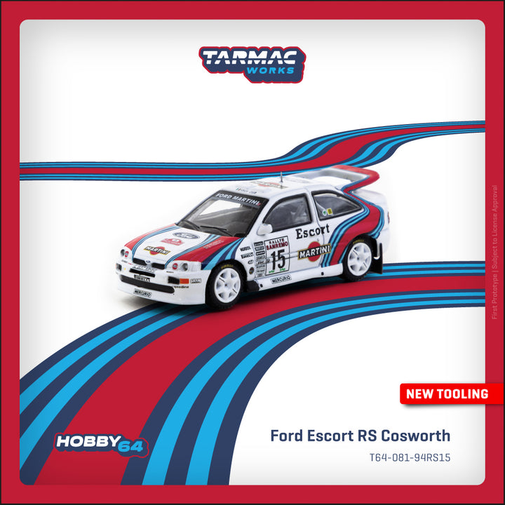 [Preorder] Tarmac Works 1:64 Ford Escort RS Cosworth WRC Rallye Sanremo 1994 Malcolm T64-081-94RS15