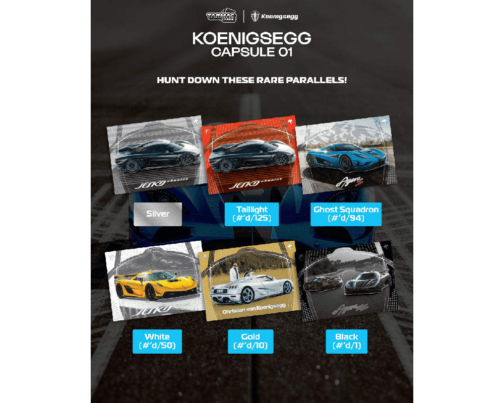 [Preorder] Tarmac Cards Koenigsegg Capsule 01 Trading Cards – Limited Edition TCP-KOE-01