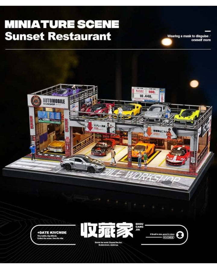 SHOU CANG JIA 1:64 AUTOMOBILE DOUBLE-LAYER PARKING WORKSHOP SCJ82056