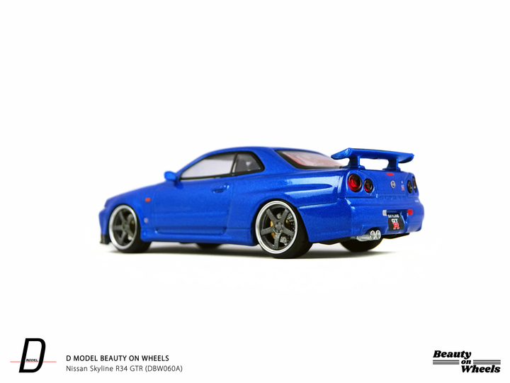 [Preorder] D MODEL BEAUTY ON WHEELS 1:64 Nissan Skyline R34 GTR Blue DBW060A