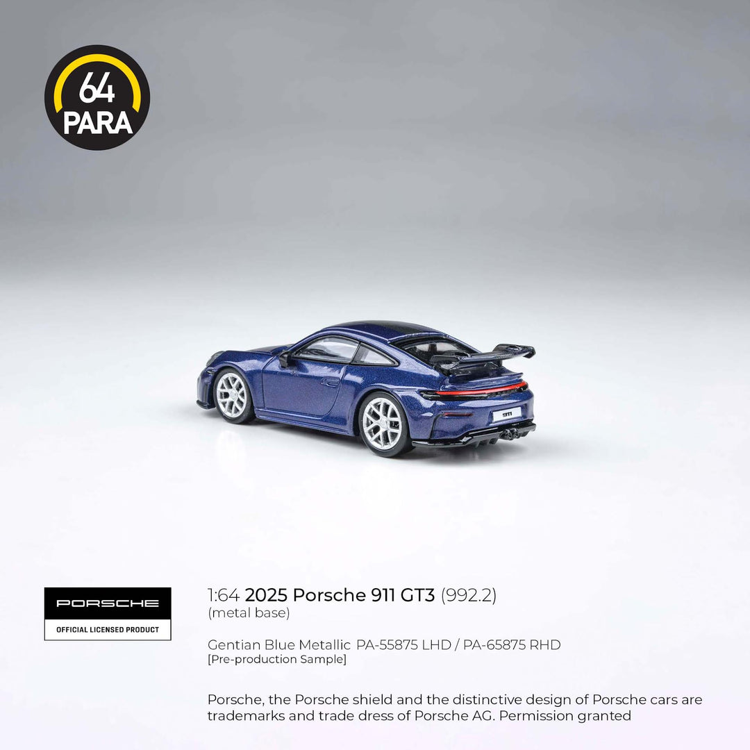 PARA64 1:64 2025 Porsche 911 GT3 (992.2) Gentian Blue Metallic PA-55875