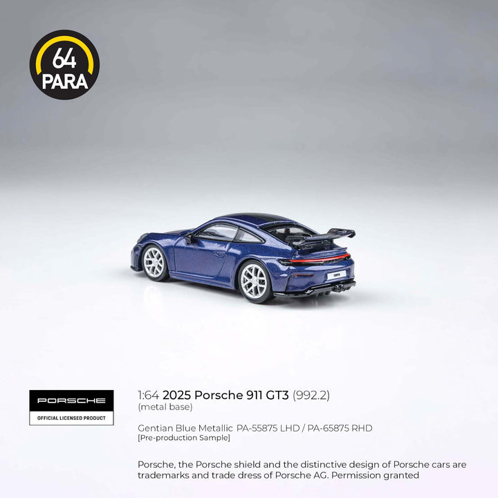 PARA64 1:64 2025 Porsche 911 GT3 (992.2) Gentian Blue Metallic PA-55875