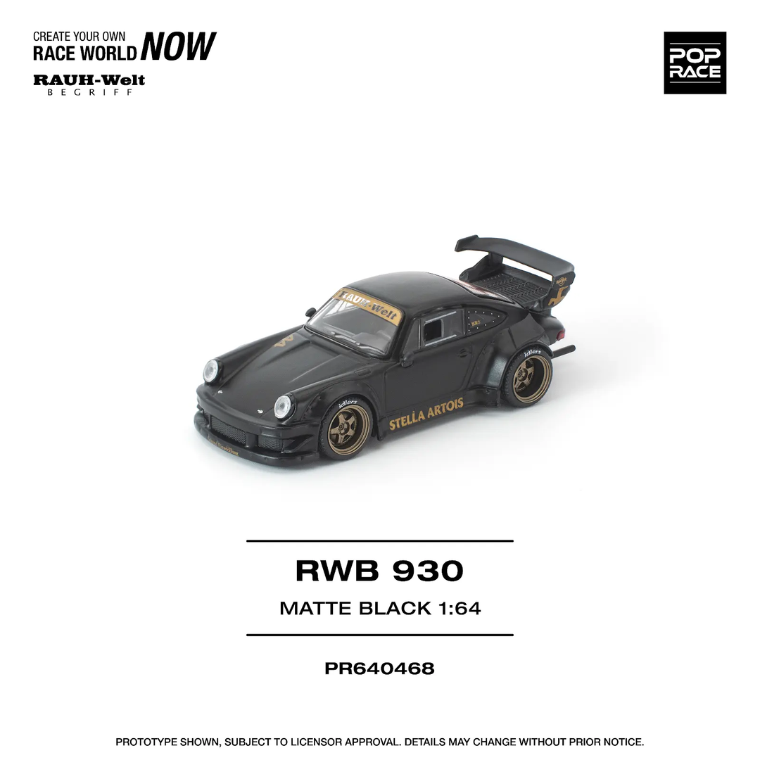 [Preorder] POPRACE 1:64 Porsche RWB 930 MATTE BLACK "STELLA ARTOIS" PR640468