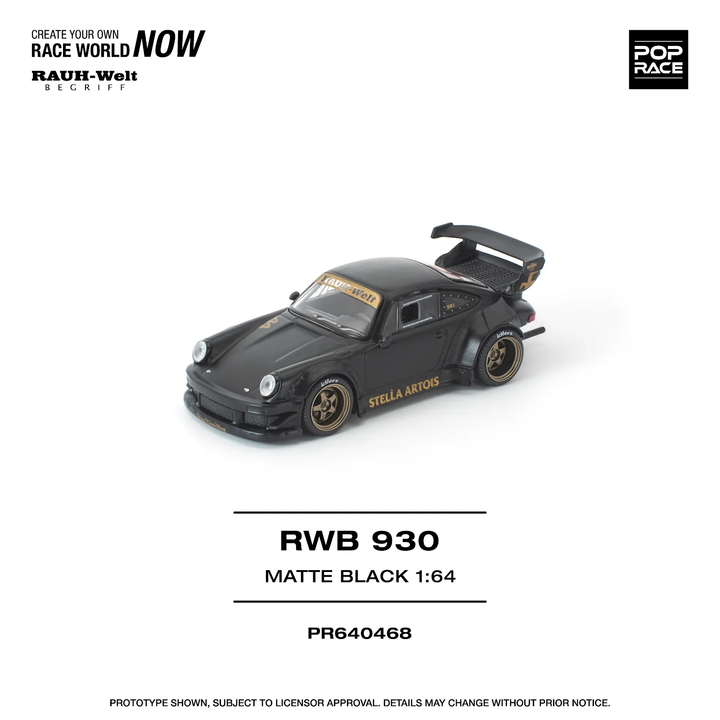 [Preorder] POPRACE 1:64 Porsche RWB 930 MATTE BLACK "STELLA ARTOIS" PR640468