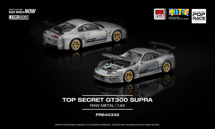[Preorder] POPRACE 1:64 Toyota TOP SECRET GT300 SUPRA Raw Material HKTS x VDX 2025 Exclusive Event Model PR640332