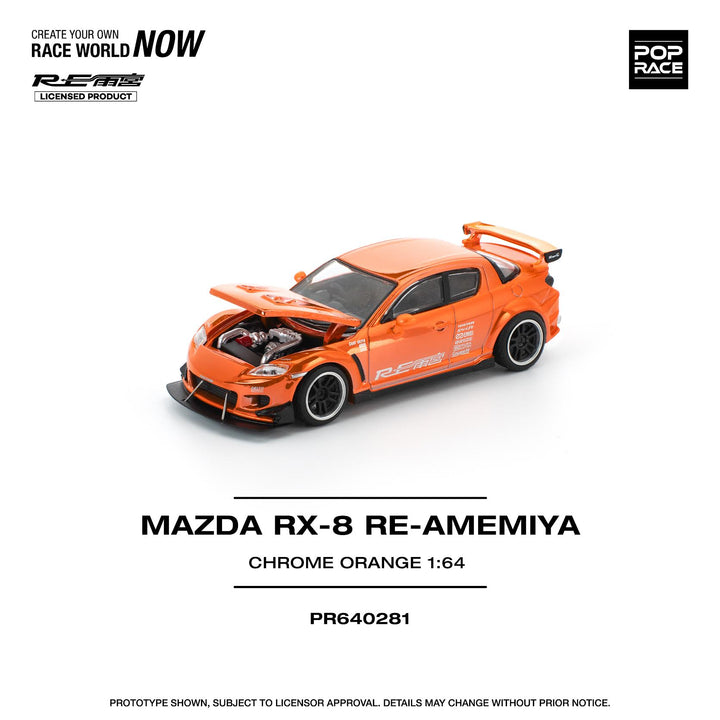 [Preorder] POPRACE 1:64 MAZDA RX-8 RE-AMEMIYA CHROME ORANGE PR640281
