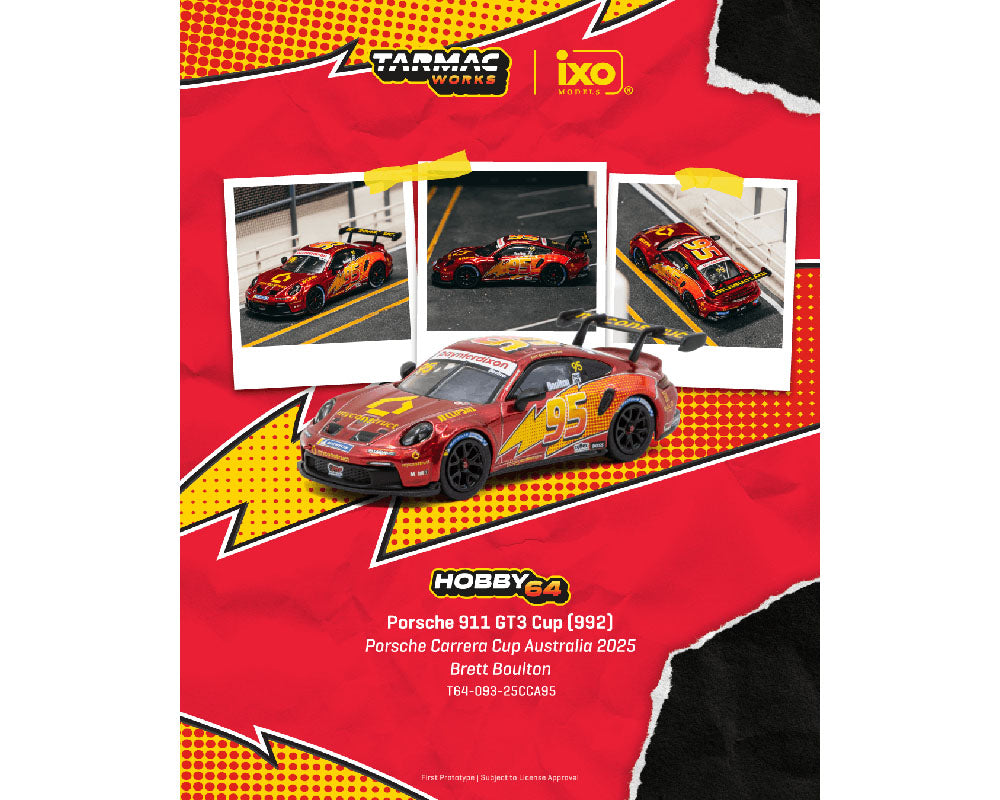 [Preorder] Tarmac Works 1:64 Porsche 911 GT3 Cup (992) Porsche Carrera Cup Australia 2025 Brett Boulton – Hobby64 T64-093-25CCA95