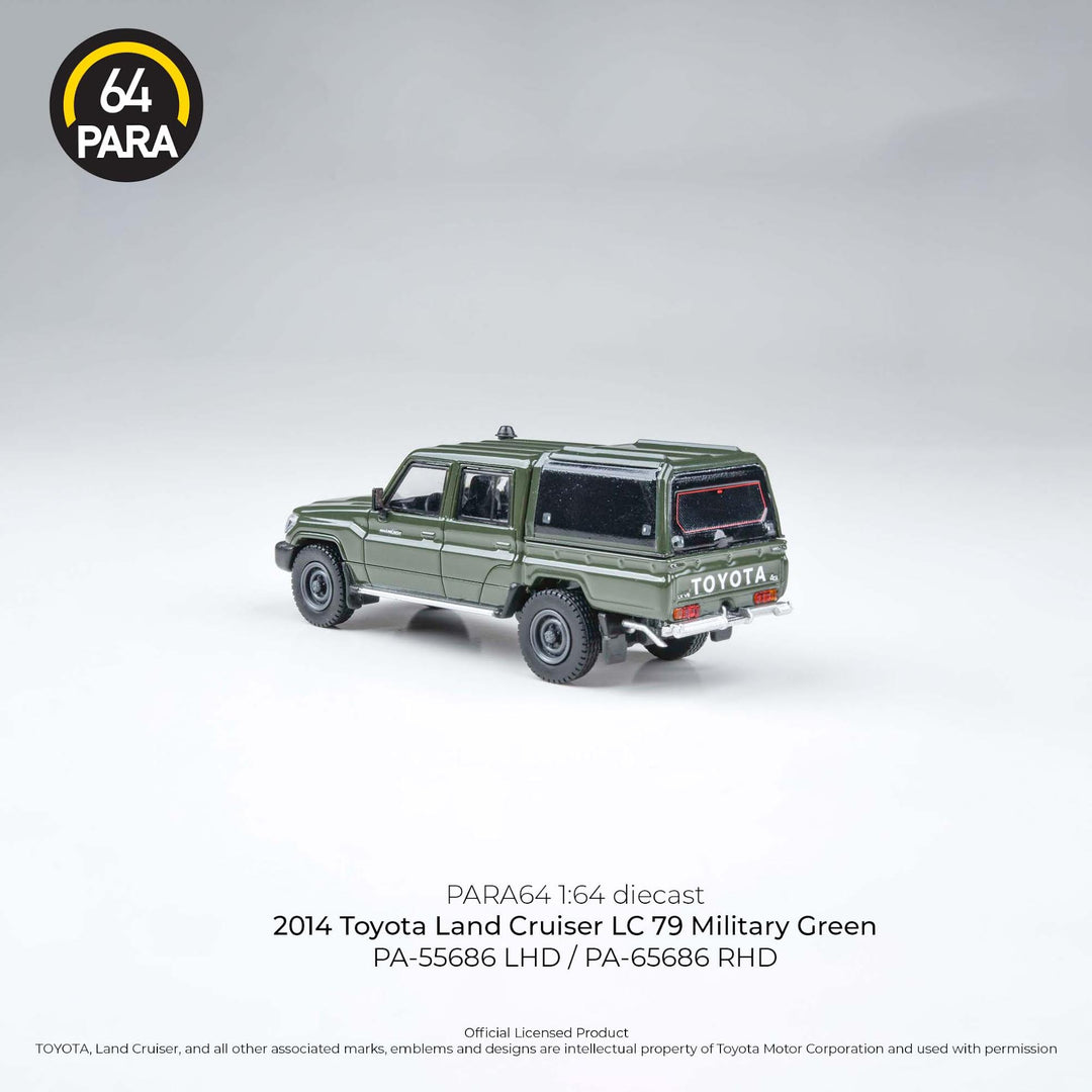 PARA64 1:64 2014 Toyota Land Cruiser Dbl Cab Pickup LC79 Military Green PA-55686