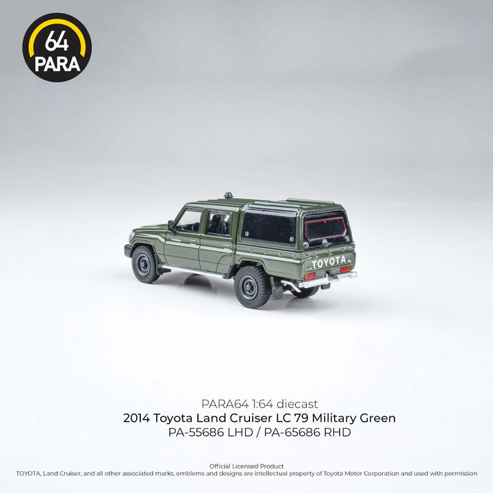PARA64 1:64 2014 Toyota Land Cruiser Dbl Cab Pickup LC79 Military Green PA-55686