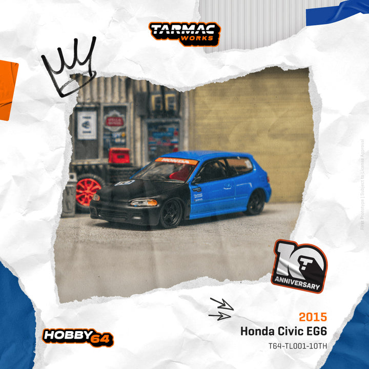[Preorder] Tarmac Works 1:64 Honda Civic EG6 Tarmac Works 10th Anniversary T64-TL001-10TH
