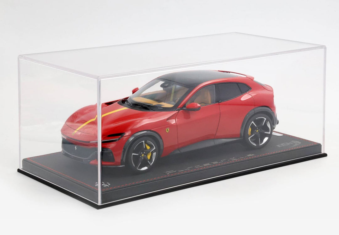 BBR 1:18 Ferrari Purosangue Diecast Tetto Panoramico Rosso Corsa E Striscia Gialla- Luxury Pack HE180053B1DIE