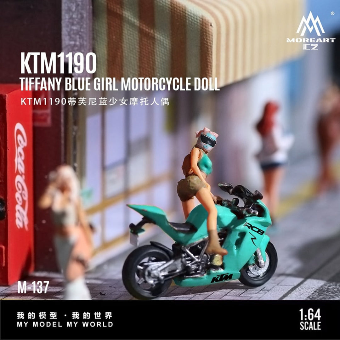 MoreArt 1:64 KTM1190 TIFFANY BLUE GIRL MOTORCYCLE DOLL MO222137