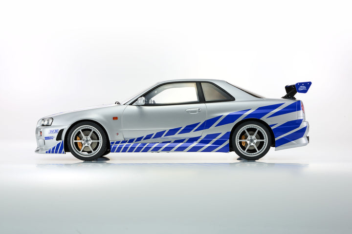 [Preorder] Kyosho 1:12 Nissan Skyline R34 GT-R 2001 Blue with Silver KSR12007A