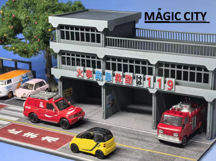 [Preorder] Magic City 1:64 Japanese Fire and Rescue Team and Parking Lot Scene 110083
