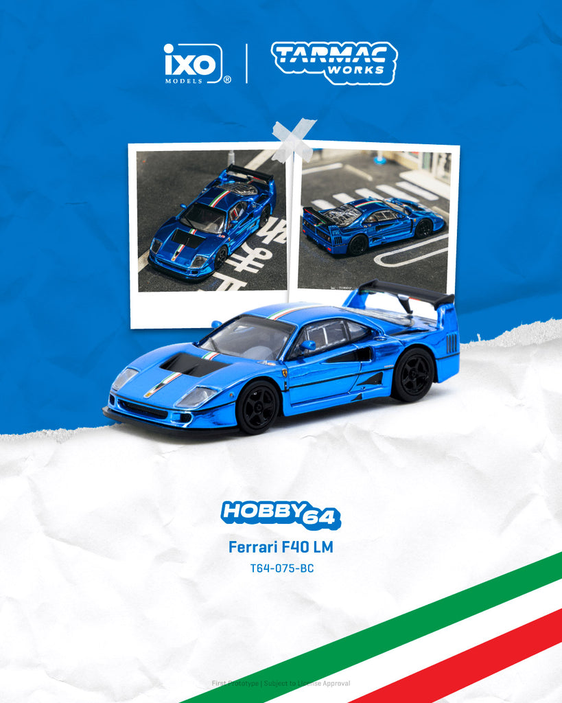 Preorder] Tarmac Works 1:64 Ferrari F40 LM Chrome Blue T64-075-BC