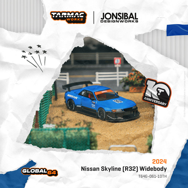 [Preorder] Tarmac Works 1:64 Nissan Skyline (R32) Widebody -Designed by Jon Sibal 10th Anniversary T64G-061-10TH