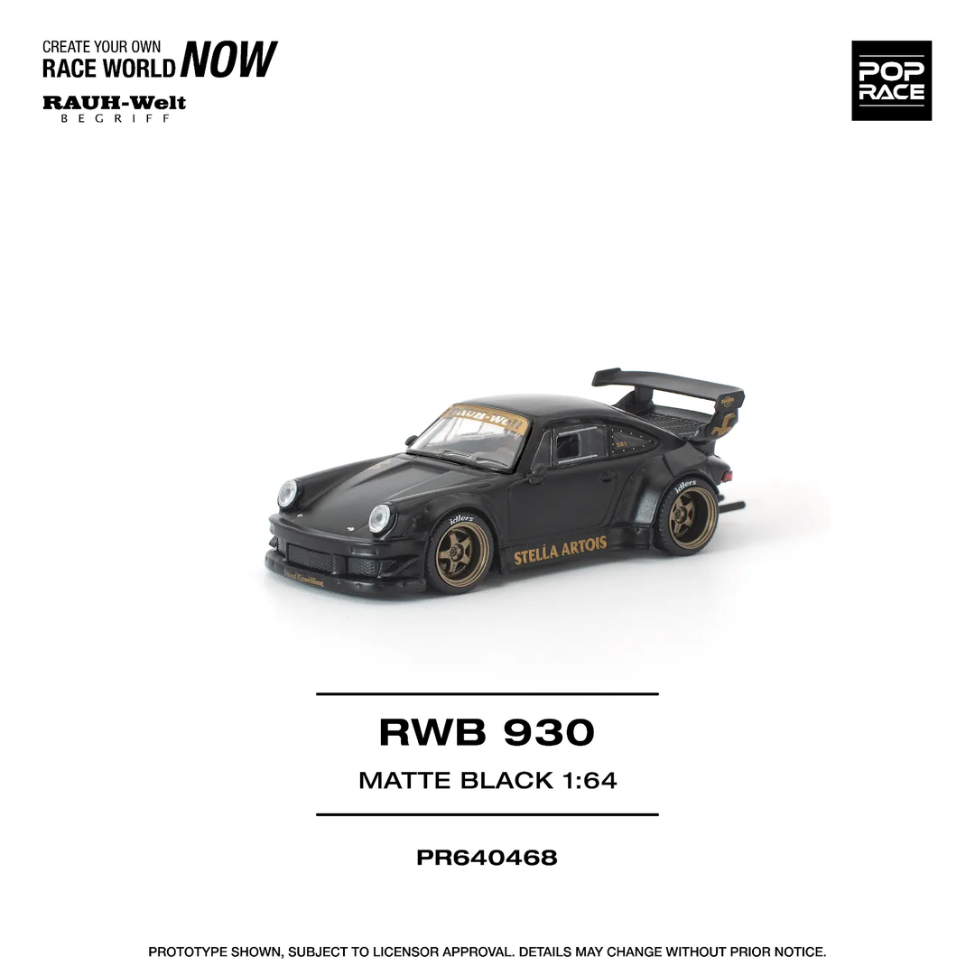 [Preorder] POPRACE 1:64 Porsche RWB 930 MATTE BLACK "STELLA ARTOIS" PR640468