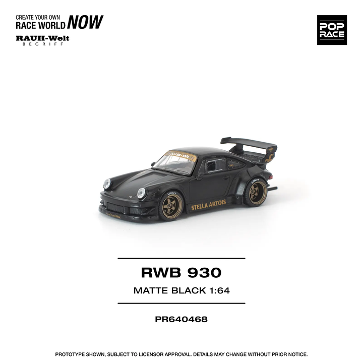[Preorder] POPRACE 1:64 Porsche RWB 930 MATTE BLACK "STELLA ARTOIS" PR640468